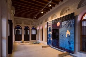 Zohra Opoku, various works from 'The Myth of Eternal Life' (2020–2022). Exhibition view: Sharjah Biennial 15, Bait Al Serkal (7 February–11 June 2023). Courtesy Sharjah Art Foundation. Photo: Danko Stjepanovic.